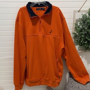Nautica Men's Zip-Up Sweater in Orange and Black